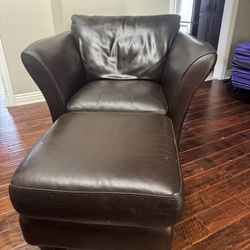 Leather Living Room Chair And Ottoman 