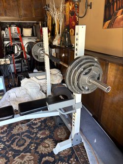 Complete Olympic weightlifting set - 275 lb bundle with rack and bench