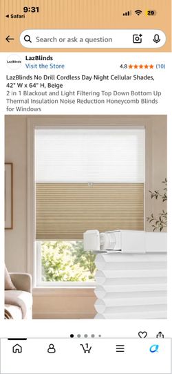 LazBlinds - 43 W x 64 H cordless - yellowish-brown
