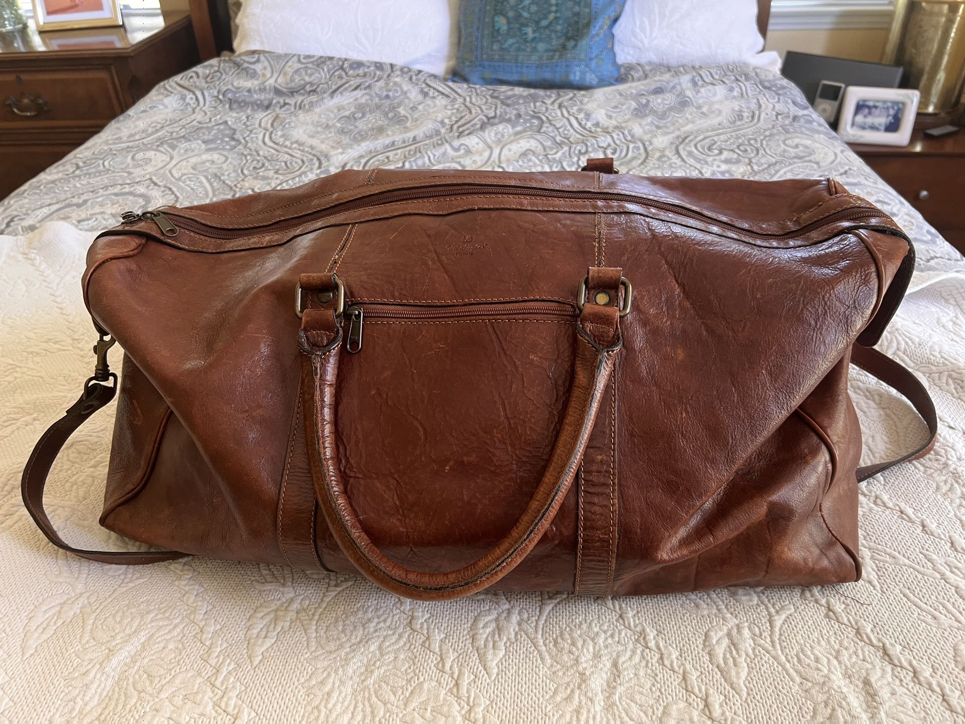 Old angler Firenze Brown Leather Duffel Bag