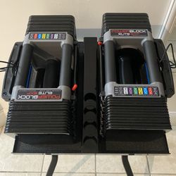 New Powerblock Elite Exp Adjustable Dumbbell Pair With Stand-stage 1+2 (70lbs Ea…