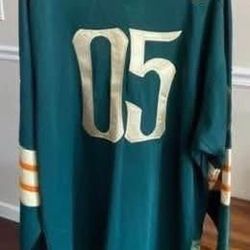 FUBU Vintage League 05 Mens Size 2XL 1992 Green Gold Long Sleeve Football Jersey just $10