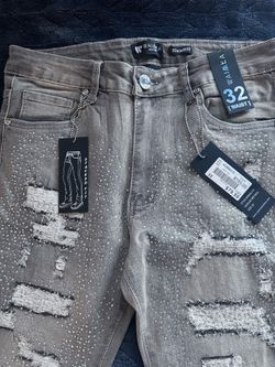 WAIMEA MEN'S STACKED FIT JEANS WITH RHINESTONES FRONT AND BACK