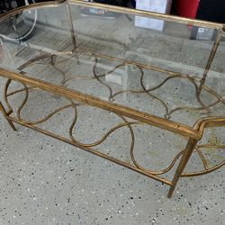 Glass And Gold Coffee Table