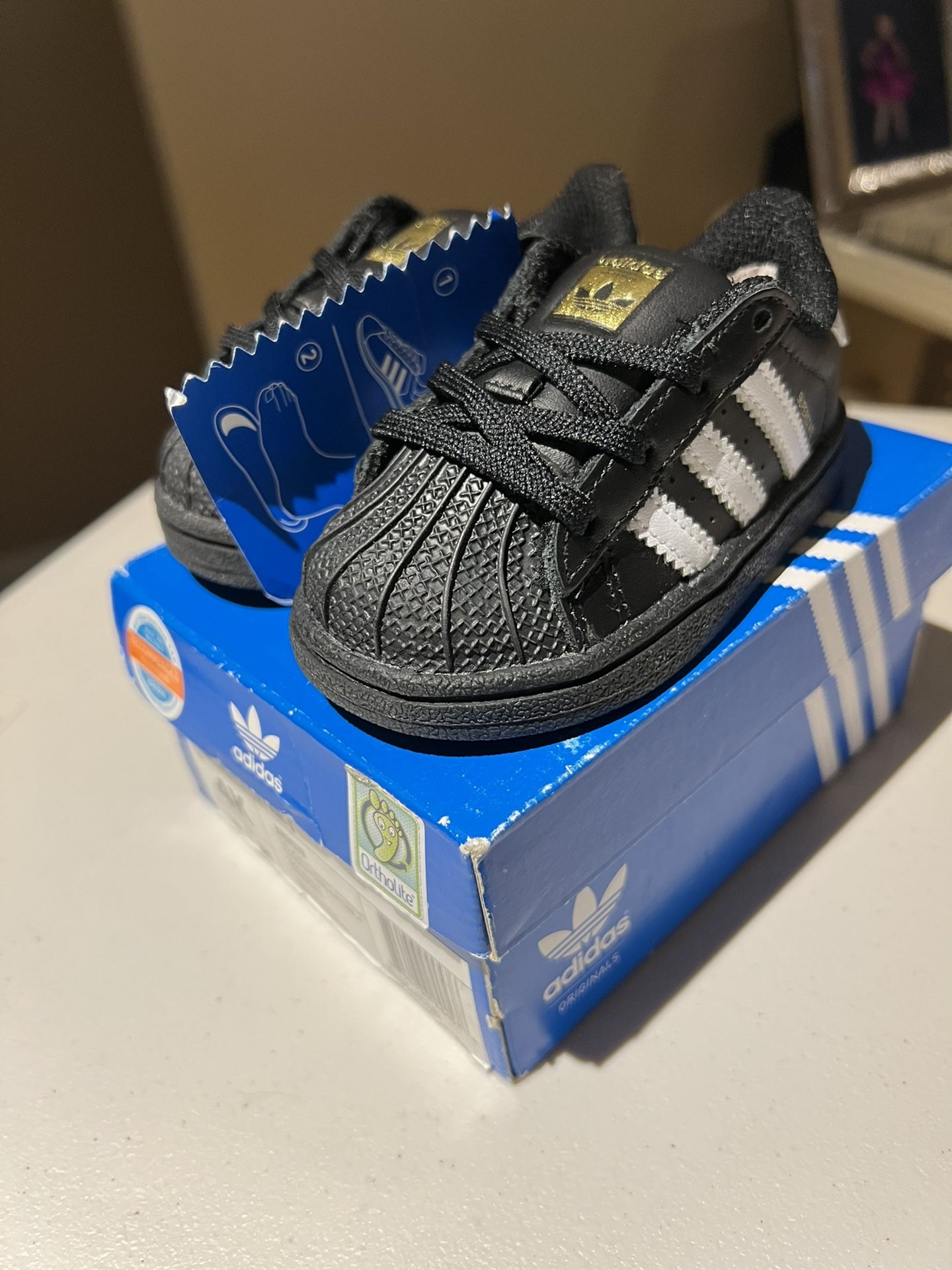 Adidas Originals Infant & Toddler's SUPERSTAR I Shoes Core Black/White BB9078 4K. *Brand New In Box   Size 4K