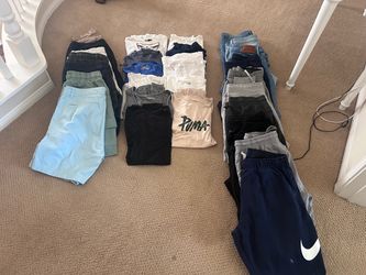 Men’s clothing, jeans, shorts, and T-shirts