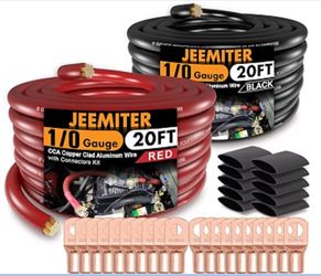 Jeemiter 0 Gauge CCA Wire Kit, 40ft Red/Black