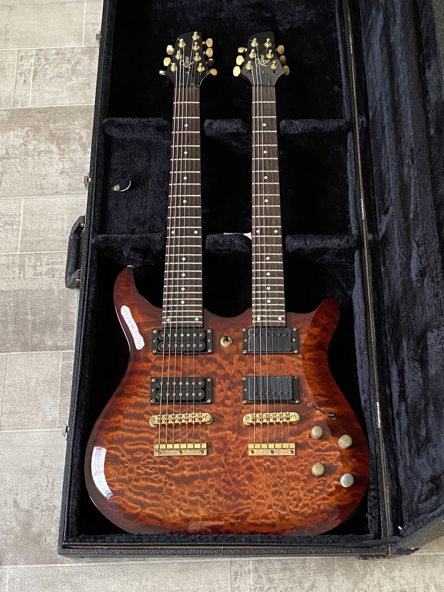 Rogue Double Neck 7/6 Electric Guitar with Case