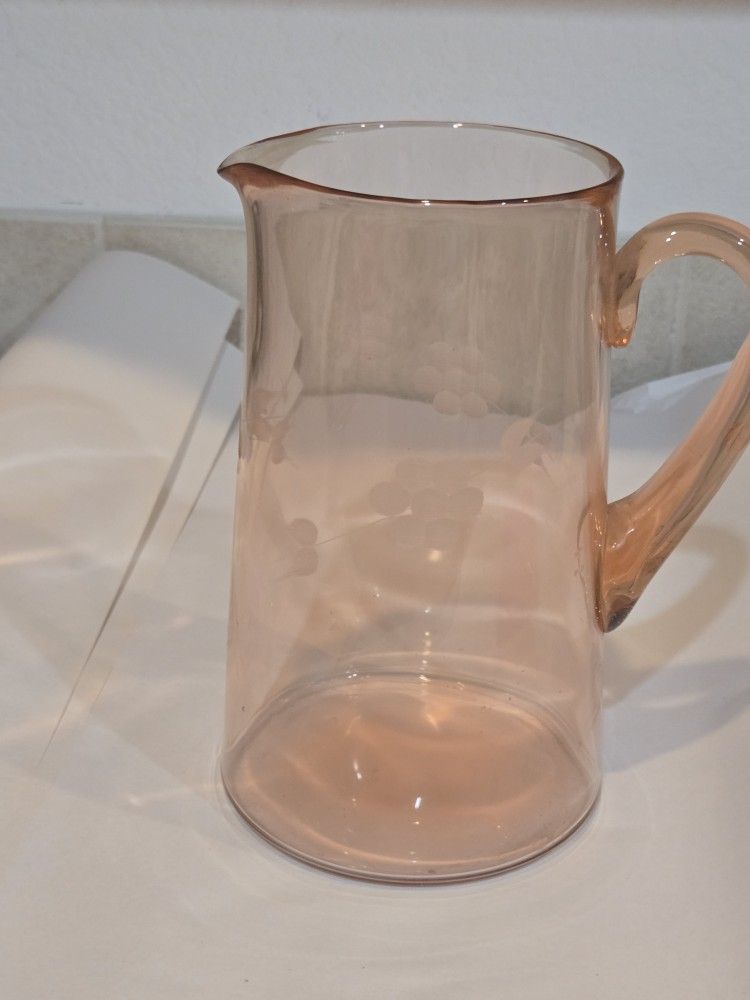Tall Vintage PINK Pitcher