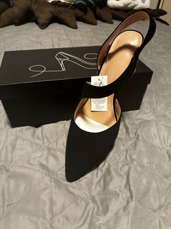 Black Pointed Toe Slingback Heels New With Box