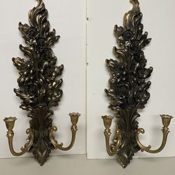 Home Interiors And Gift vintage Floral Glory Two Arms Candle holders sconces