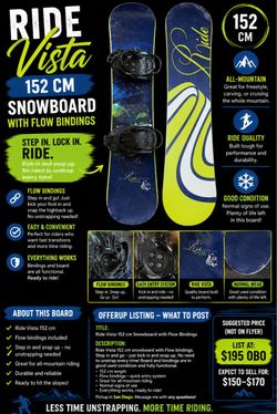 Ride Vista 152 cm Snowboard with Flow Bindings