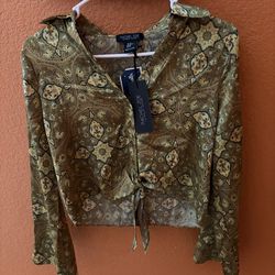 Rachel Zoe Chartreuse Printed Blouse