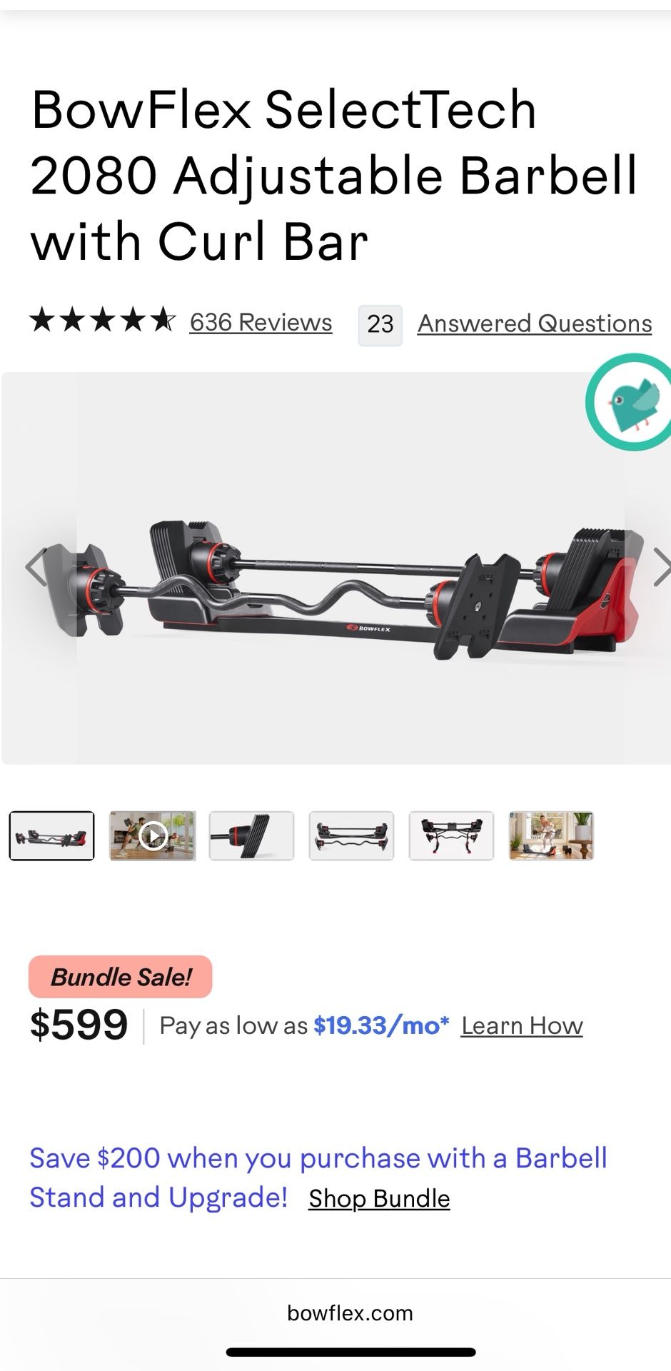 BowFlex SelectTech 2080 Barbell Stand with Media Rack With 40lb