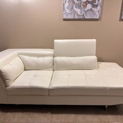 Couch, American Furniture , White Leather , 2 Pieces 