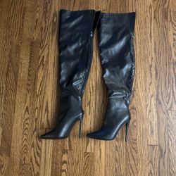 Thigh High Leather Heeled Boots OBO