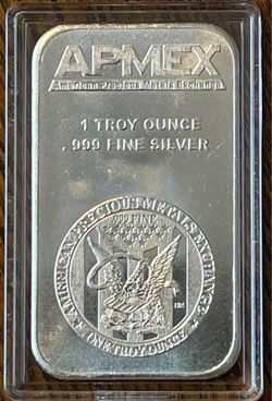 1 Oz Silver Bullion Bar  .999 Fine Silver APMEX  Encapsulated