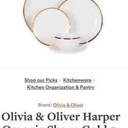 Oliver & Olivia Harpor Gold 5pc Plate Set, Full silverware set and wine glasses for 6 people.