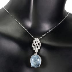Aquamarine Pendant Necklace 925