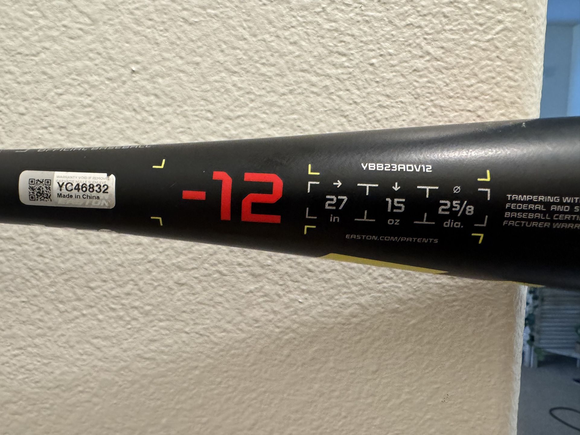 Easton ADV drop 12 baseball bat 