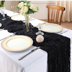 10FT Black Cheesecloth Table Runner 120 Inch Long 