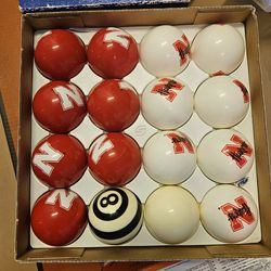 Brunswick Cornhuskers Nebraska Pool Ball Set Brand New