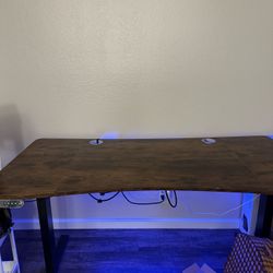 Adjustable desk with backlight for computer