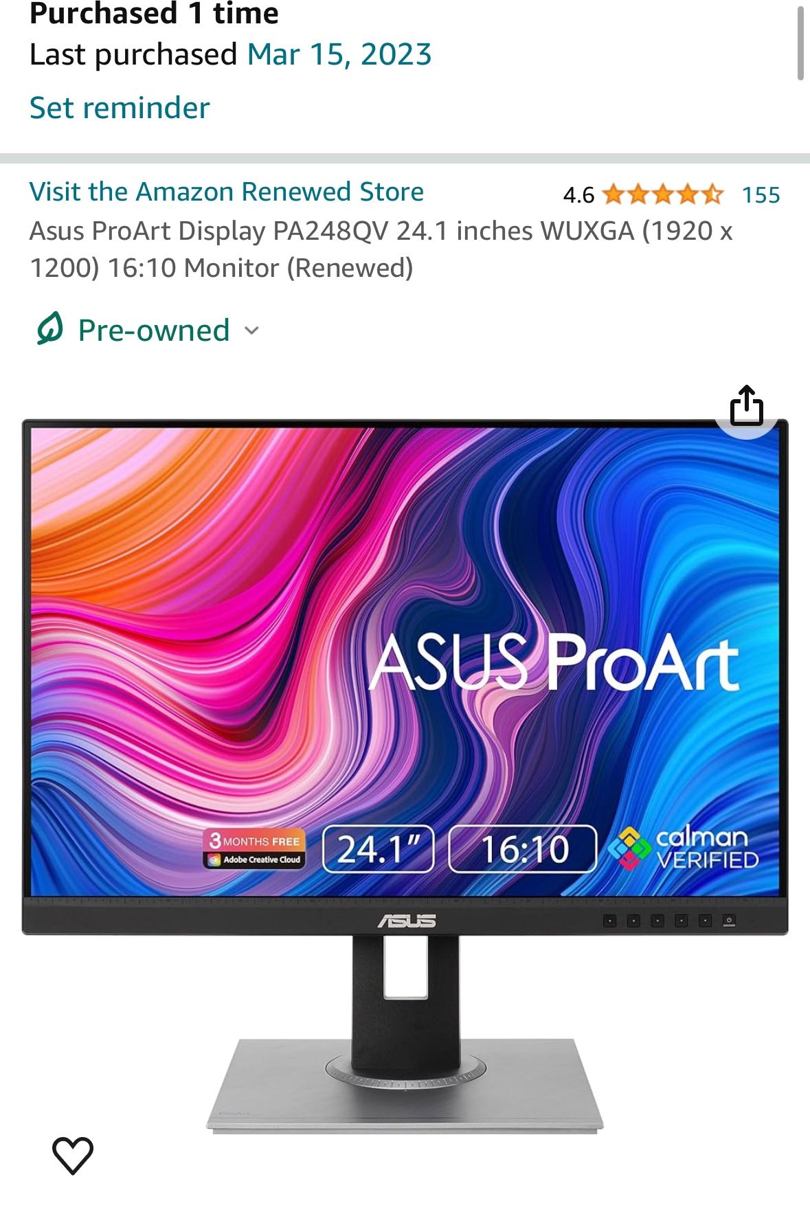 Asus Monitor Pro Art Pa248qv