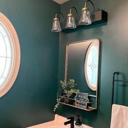 New Gold Mirror With Shelf Vanity Entry Modern MCM Boho Bohemian Home Decor 