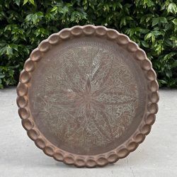 Mid Century Moroccan Etched Brass Table Top