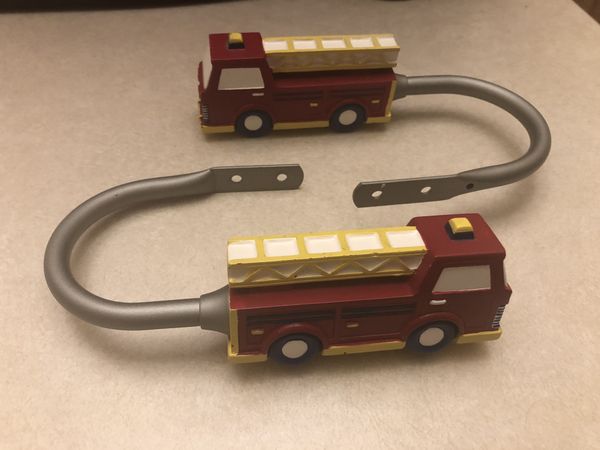 Pair Of Fire Truck Curtain Tie Backs For Kids Room For Sale In