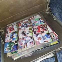 A whole different assortment basketball football cards and and some baseball a few high dollars and a fewthe way price 