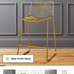 CB2 - Alpha Brass Metal Bar Stools (3) 