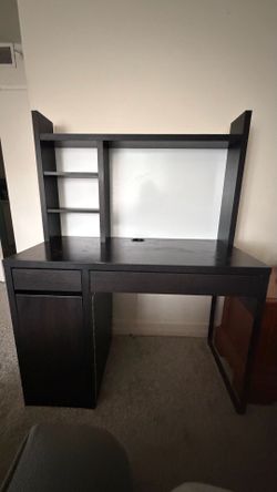 Black desk with hutch