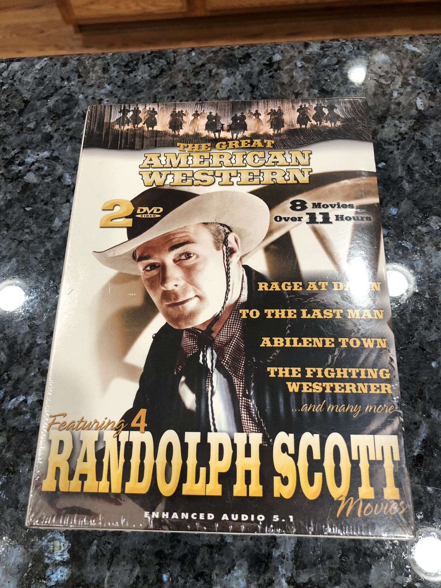 DVD Movies Title “The Great American Western “ 8 Movies over 11 hours. Featuring Randolph Scott. Brand new never opened factory sealed. Smoke free