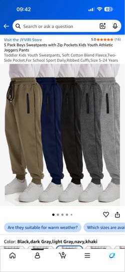 JYVIRI 5 Pack Boys Athletic Jogger Sweatpants