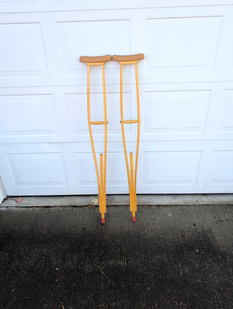 Pair Of Wood Crutches