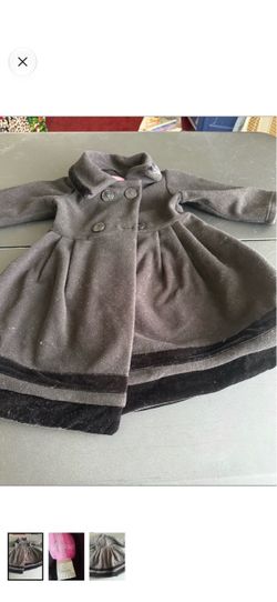Good Lad Girls' Black Double-Breasted Pea Coat with Velvet Trim