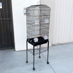 (NEW) $60 Bird Cage 60” Tall Standing Parrot Parakeet with Rolling Stand 18x14x60 Inches