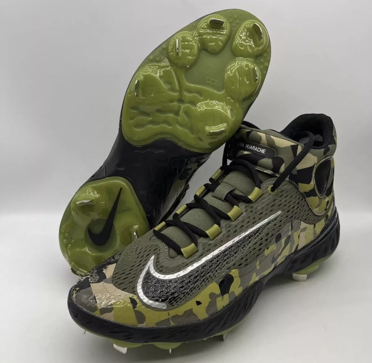 Nike Alpha Huarache Elite 4 Black Camo Baseball Cleats Men display picture 1