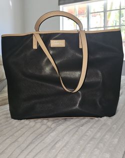 Coach Metro Black & Tan Saffiano Leather Large Tote Bag F24341