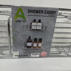 2 Pack Adhesive Hanging Shower Caddy, Stainless Steel Bathroom Shower Organizer, Polished Silver Shower Shelves, Rustproof Shower Racks 