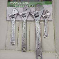 4 Piece Carbon Steel Adjustable Wrench Set
