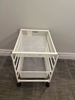 White 2-Tier Mesh Rolling Cart