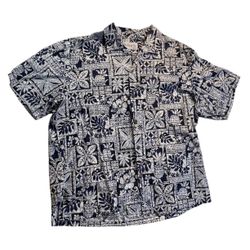 Vintage Bishop Street Apparel Hawaiian Camp Shirt Men’s Large Blue Batik