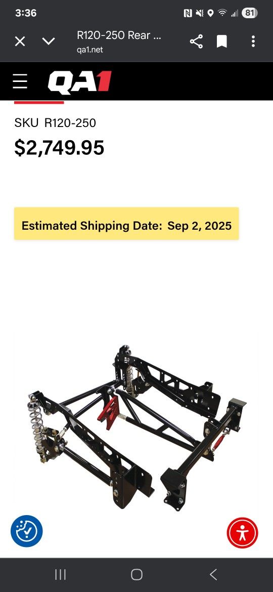QA1 R120-250 REAR COILOVER SYSTEM