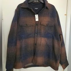 Men's Express Jacket Plaid Brown Blue xl flannel