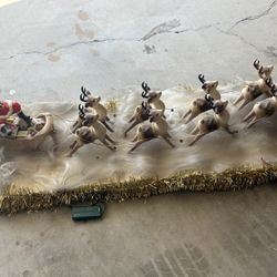 Vintage 1960’s Ceramic Santa & Reindeer Sleigh 