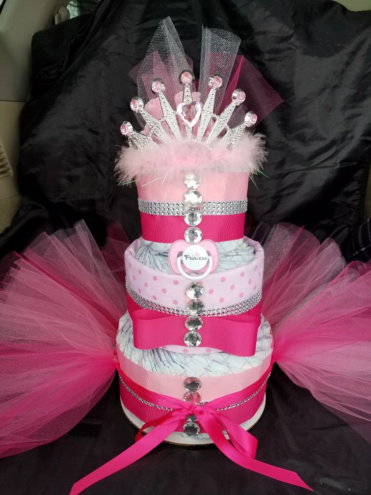 Pink Princess Tutu Diaper Cake