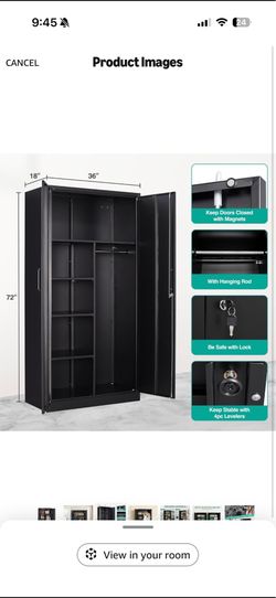 72" Metal Wardrobe Storage Cabinet